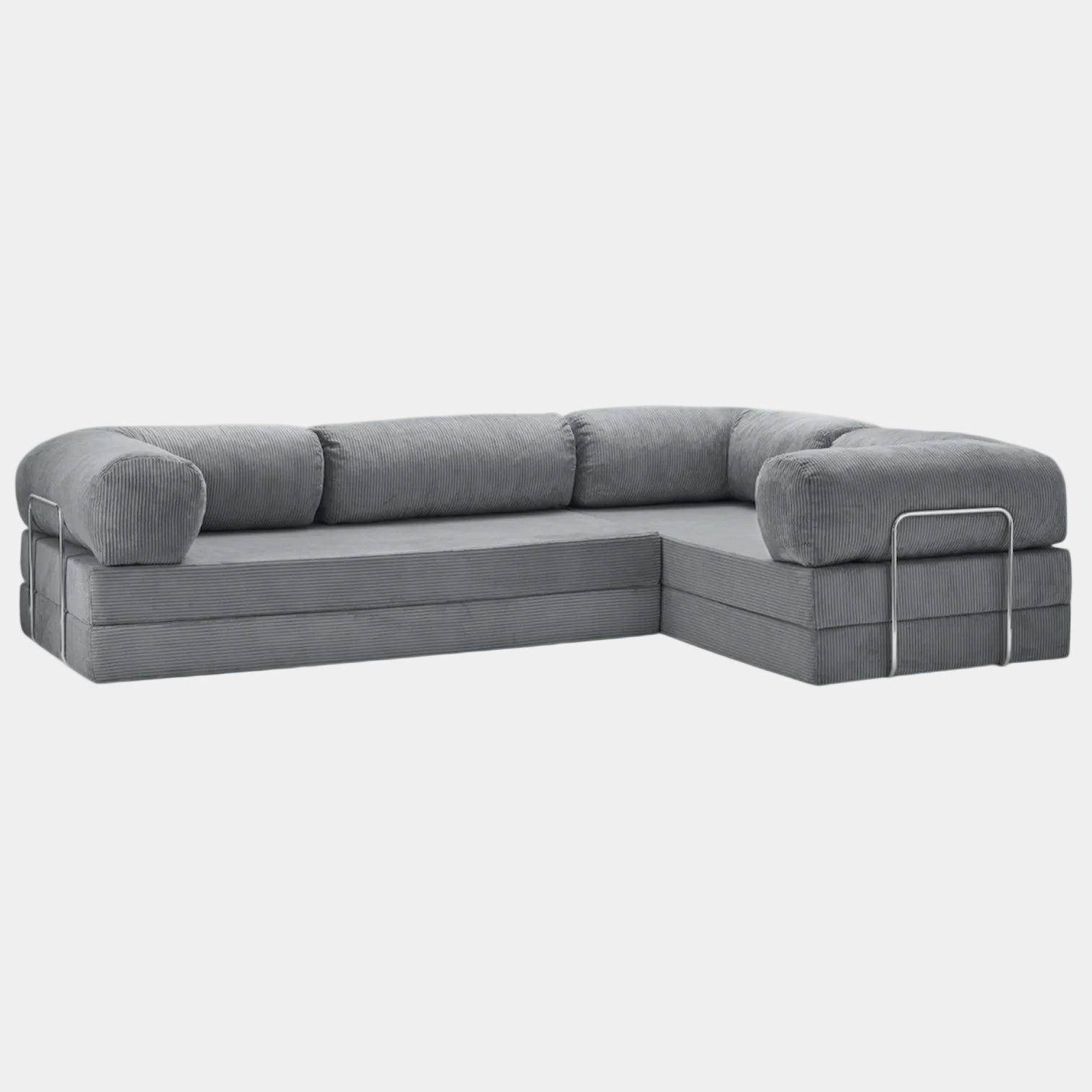 Canapé Lit d'Angle ZENORA | Velours Côtelé & Modulable | Gris Foncé