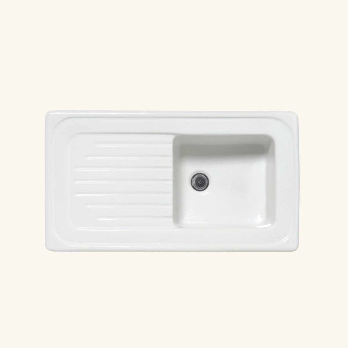 Evier céramique blanc Ewi IRÈNE 1 bac 1 égouttoir