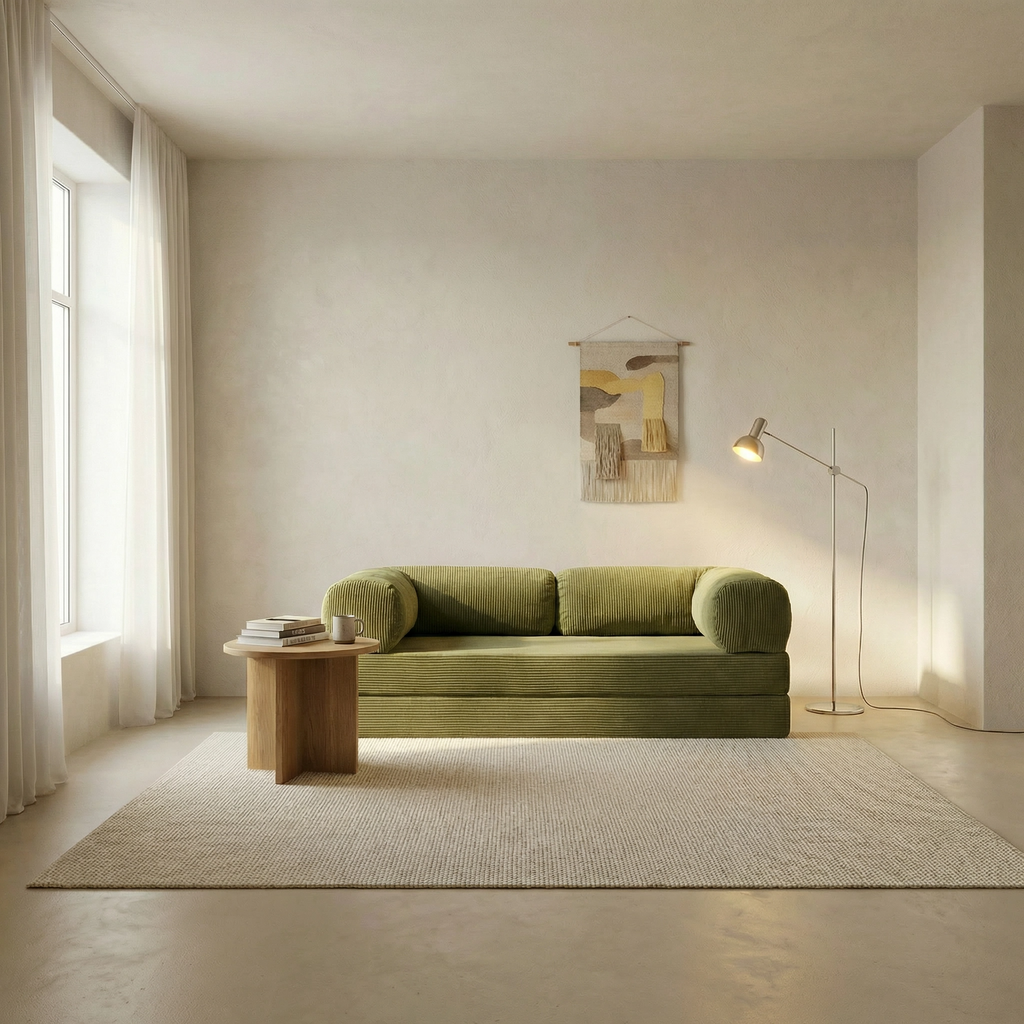 Canapé lit modulable ZENORA Olive design épuré, convertible 