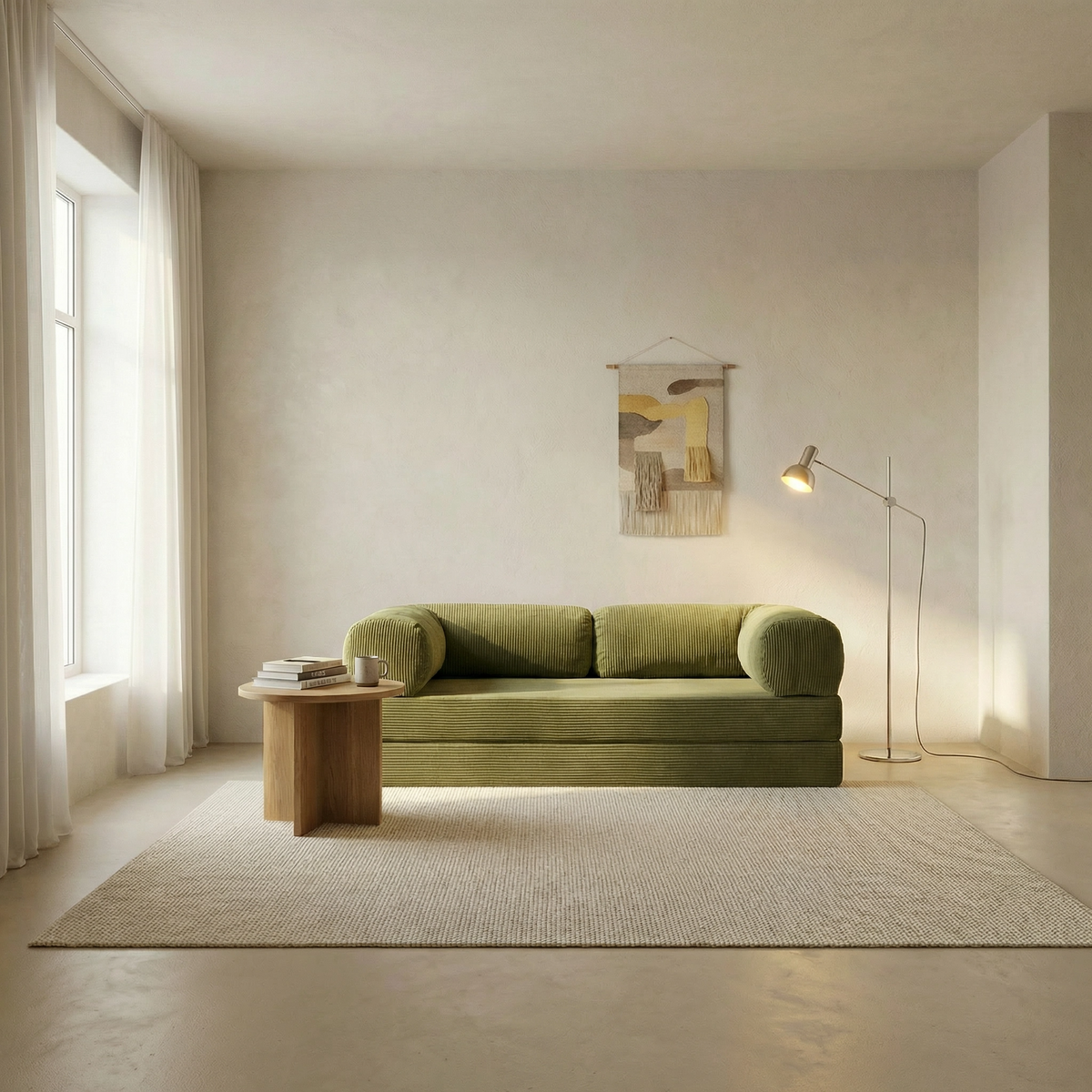 Canapé lit modulable ZENORA Olive design épuré, convertible 