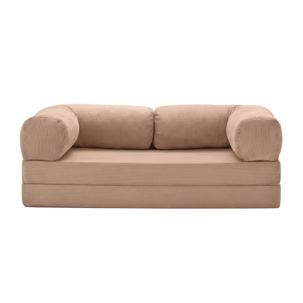 Canapé lit modulable ZENORA rose poudré design épuré, convertible 200x100cm.