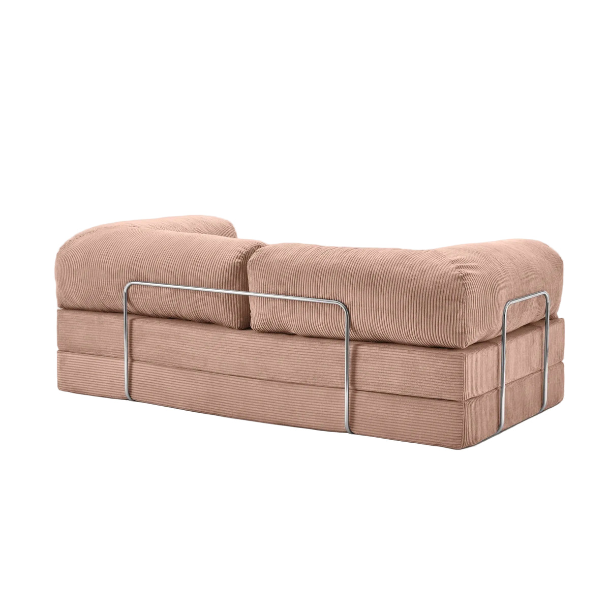 Canapé lit modulable ZENORA rose poudré design épuré, convertible 200x100cm.