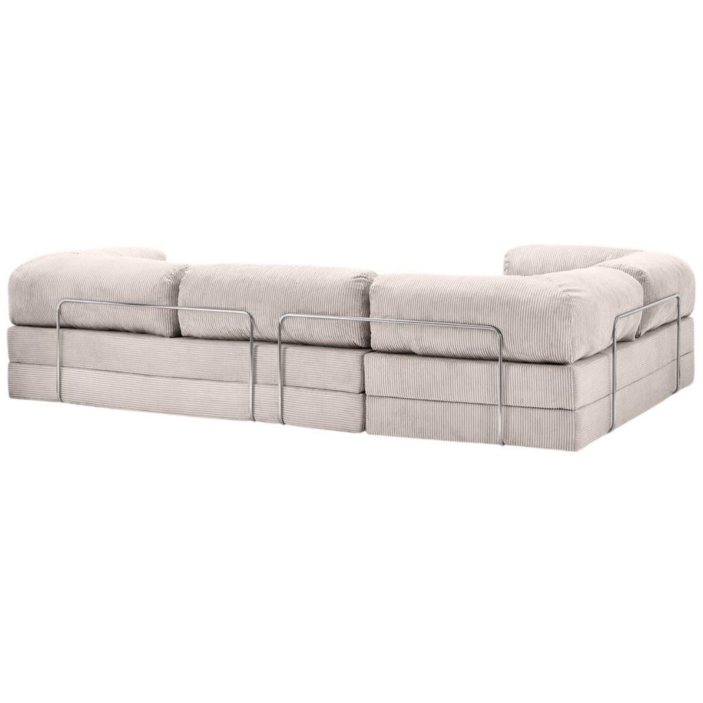 Canapé d'angle modulable ZENORA blanc en velours côtelé, convertible