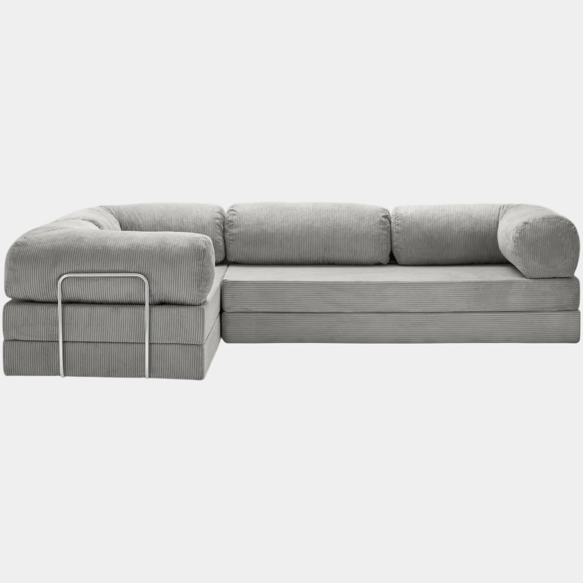 Canapé Lit d'Angle ZENORA | Velours Côtelé & Modulable | Gris