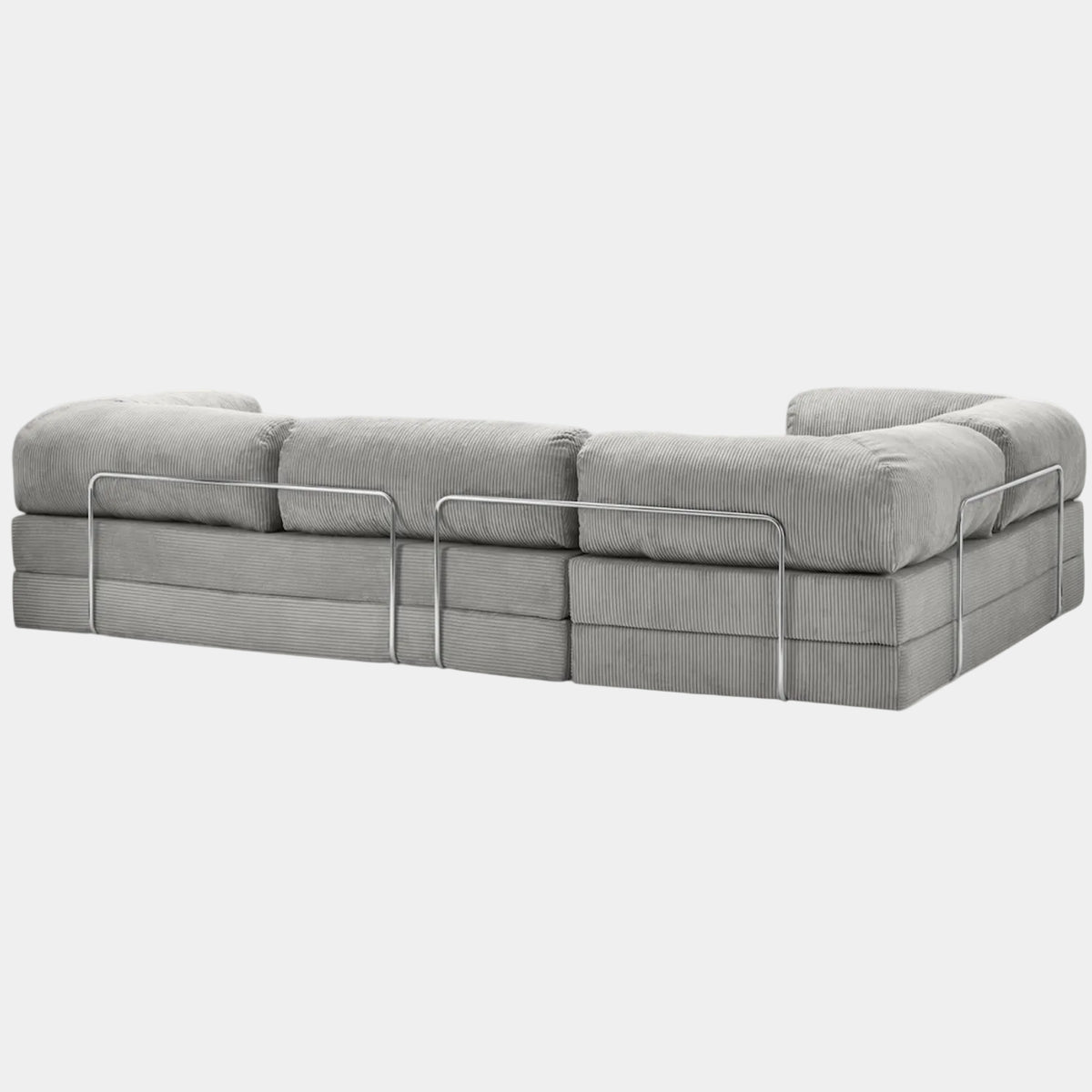 Canapé Lit d'Angle ZENORA | Velours Côtelé & Modulable | Gris