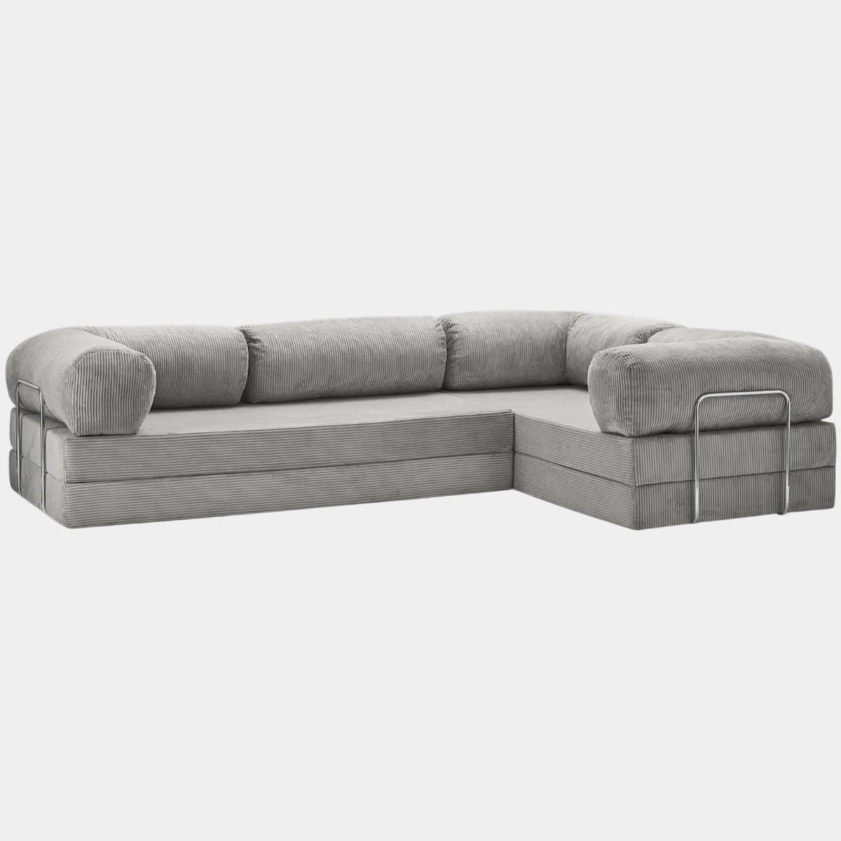 Canapé Lit d'Angle ZENORA | Velours Côtelé & Modulable | Gris