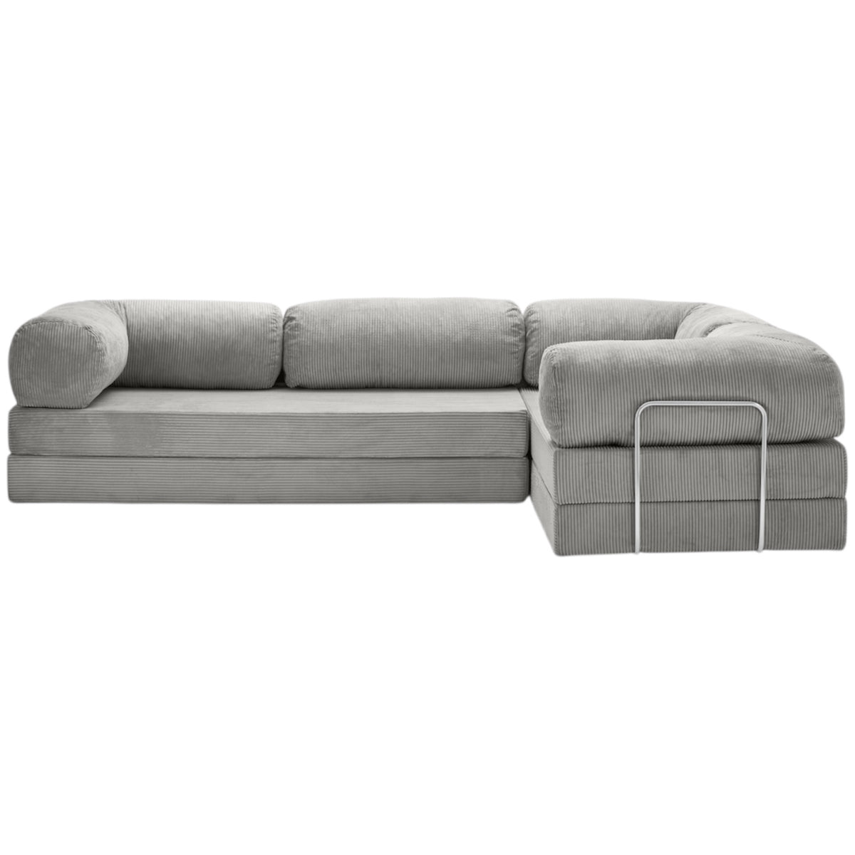 Canapé d'angle modulable ZENORA gris en velours côtelé, convertible 