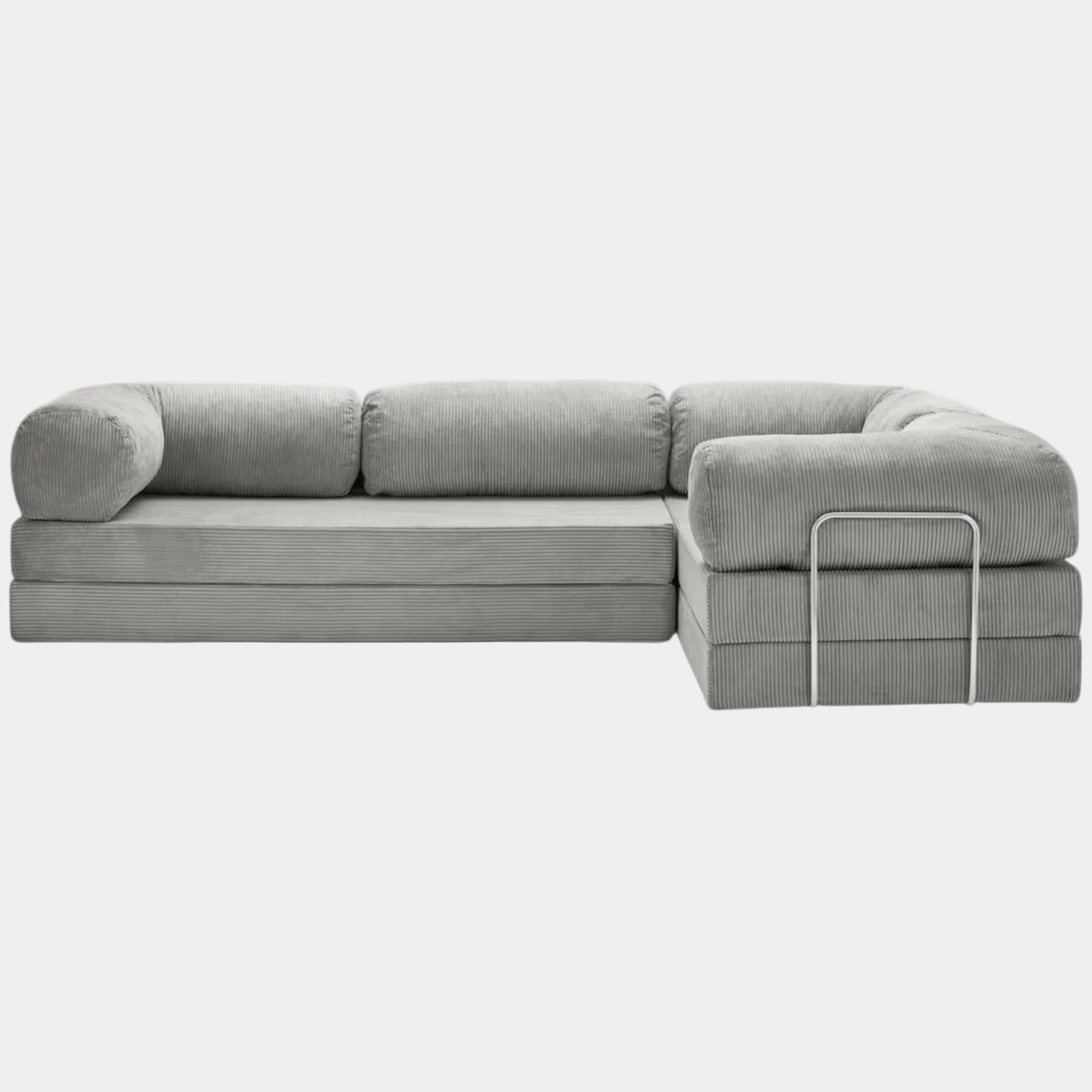 Canapé Lit d'Angle ZENORA | Velours Côtelé & Modulable | Gris