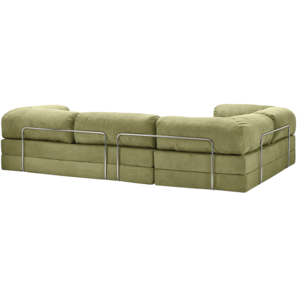Canapé d'angle modulable ZENORA olive en velours côtelé, convertible 