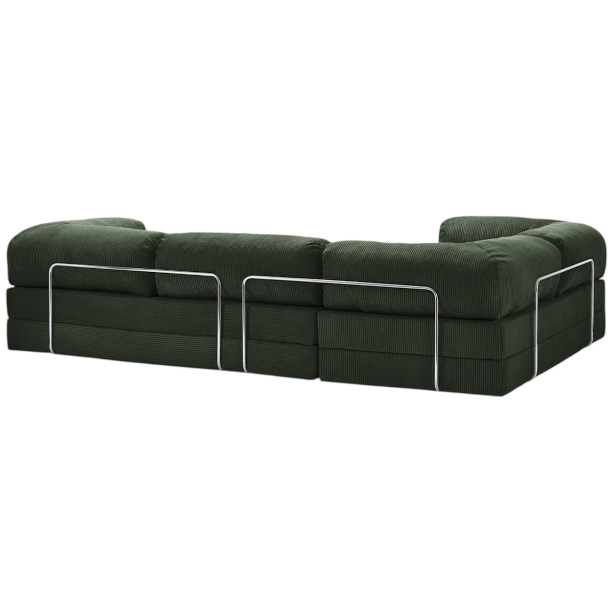 Canapé d'angle modulable ZENORA vert en velours côtelé, convertible 