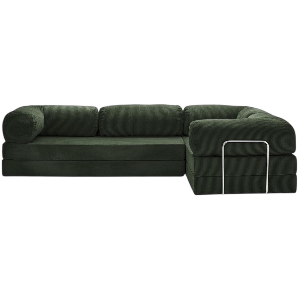 Canapé d'angle modulable ZENORA vert en velours côtelé, convertible 