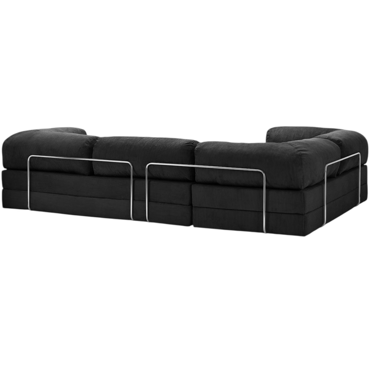 Canapé d'angle modulable ZENORA noir en velours côtelé, convertible 