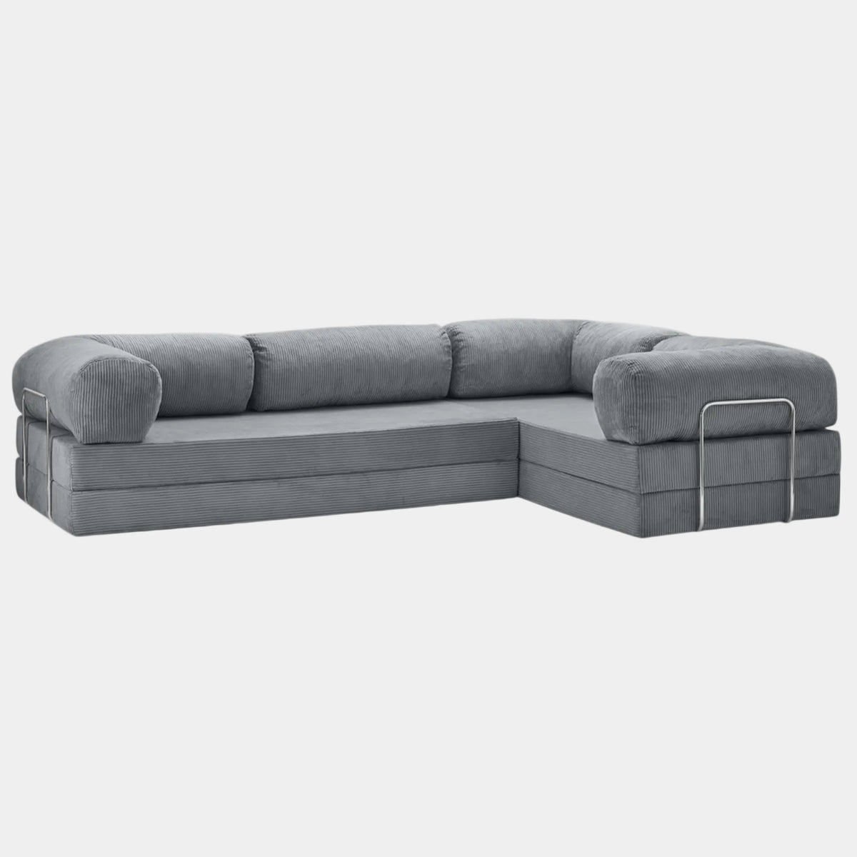 Canapé Lit d'Angle ZENORA | Velours Côtelé & Modulable | Gris Foncé
