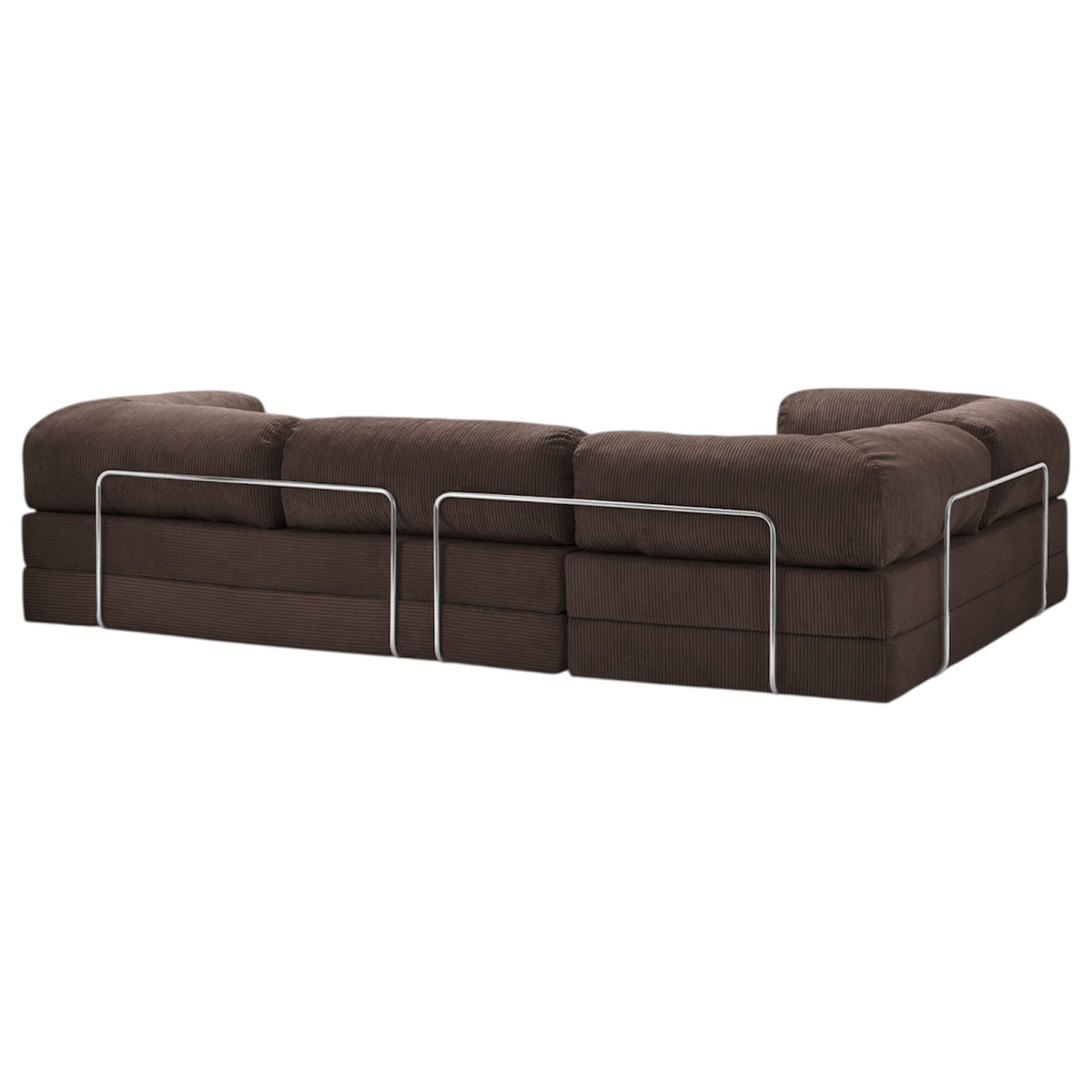 Canapé d'angle modulable ZENORA marron foncé en velours côtelé, convertible 