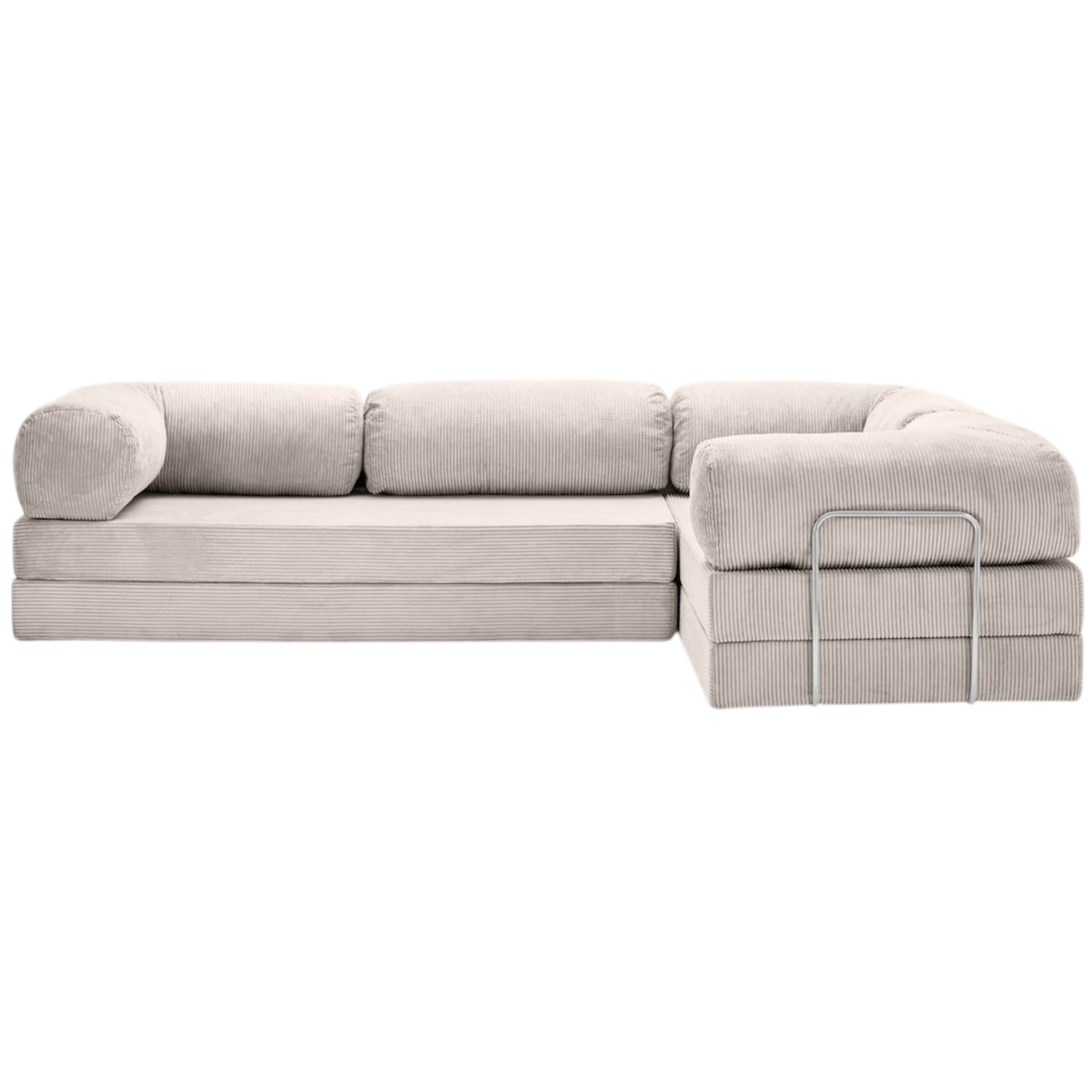 Canapé d'angle modulable ZENORA blanc en velours côtelé, convertible