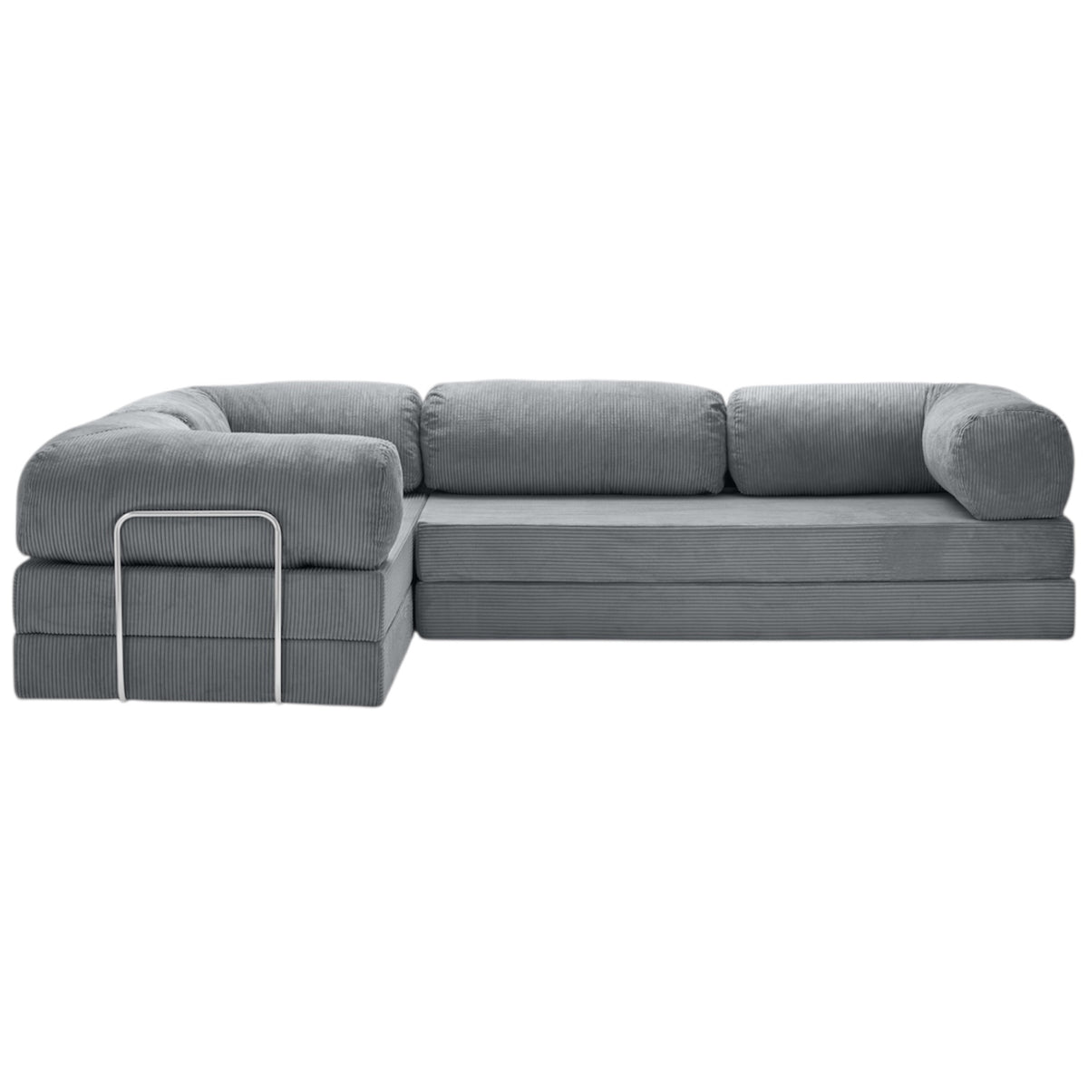 Canapé d'angle modulable ZENORA charbon en velours côtelé, convertible