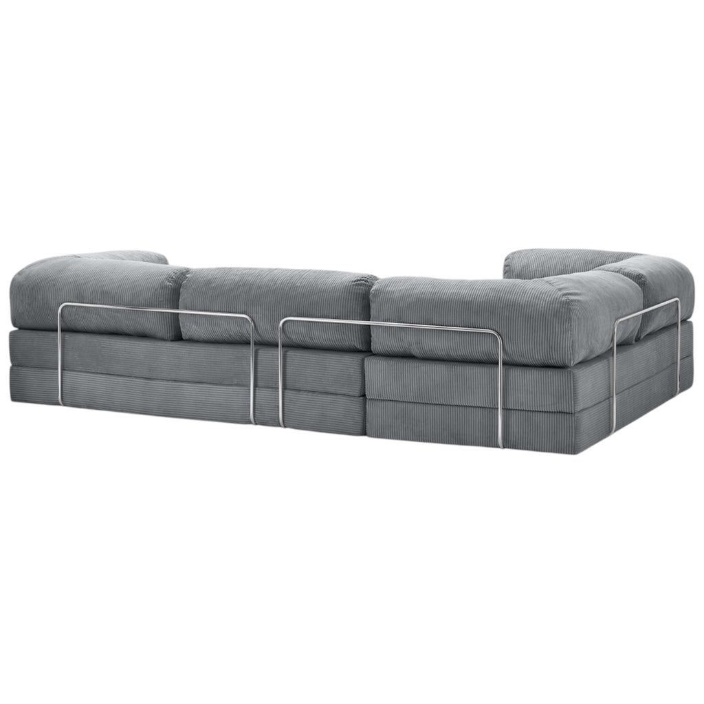 Canapé d'angle modulable ZENORA charbon en velours côtelé, convertible