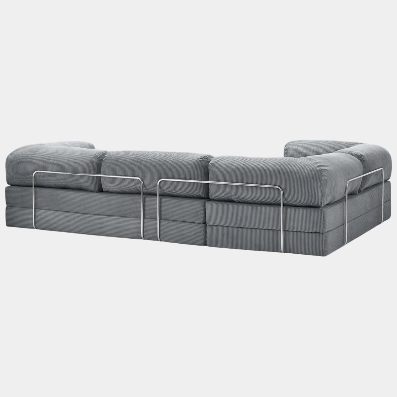 Canapé Lit d'Angle ZENORA | Velours Côtelé & Modulable | Gris Foncé