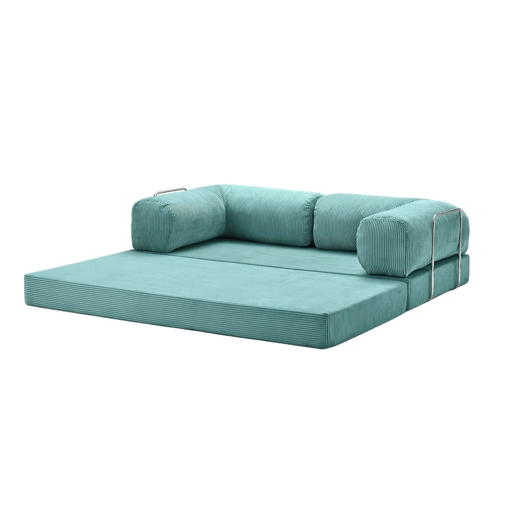 Canapé lit modulable ZENORA turquoise design épuré, convertible