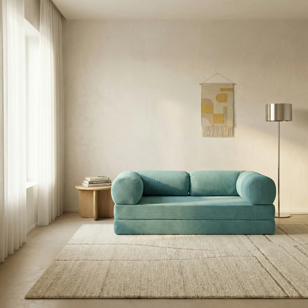 Canapé lit modulable ZENORA turquoise design épuré, convertible