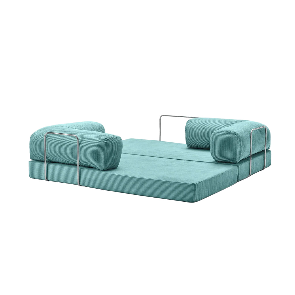 Canapé lit modulable ZENORA turquoise design épuré, convertible