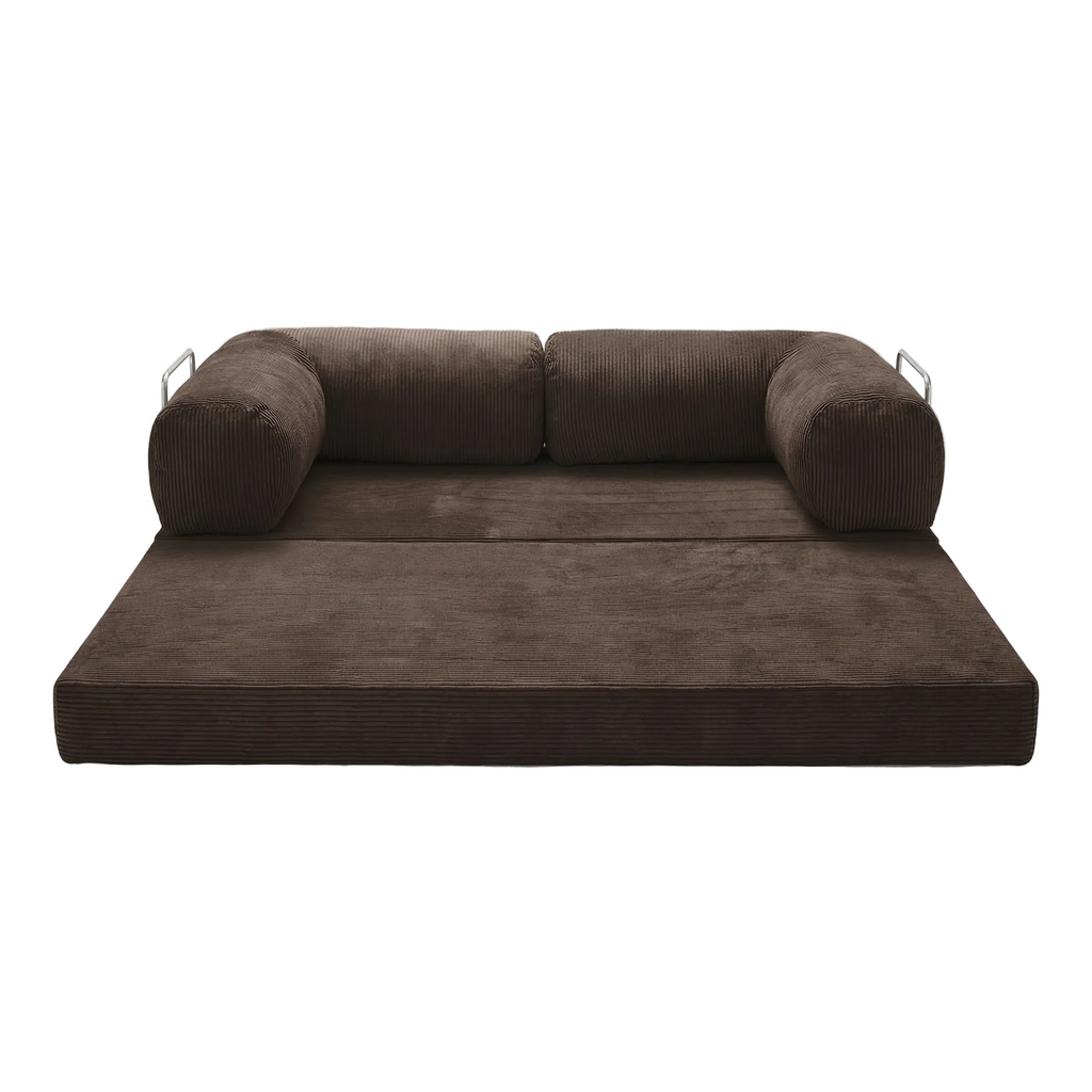 Canapé lit modulable ZENORA marron foncé design épuré, convertible