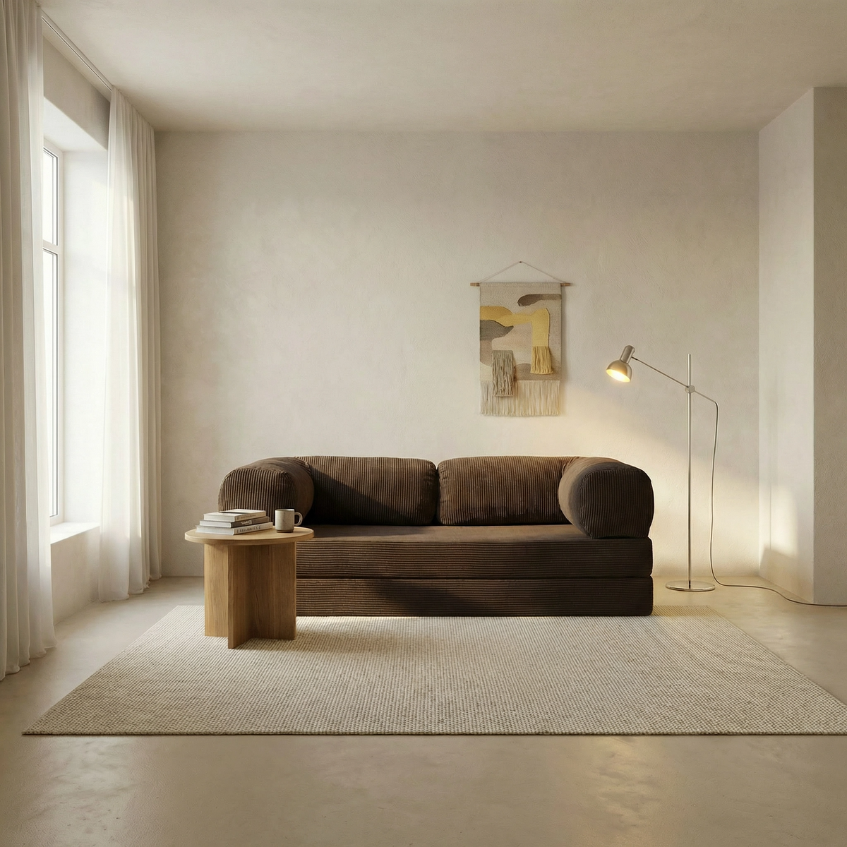 Canapé lit modulable ZENORA marron foncé design épuré, convertible